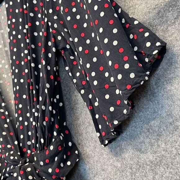 ZARA Dress Size XS Polka Dot Tie Wrap Midi Chic Black Red White V-Neck Ruffle - Picture 9 of 14